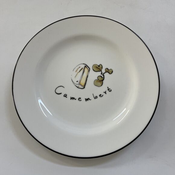 Pottery Barn Appetizer Plates Salad Set of 4 Wine & CHEESE Themed EUC MINT - Picture 4 of 10